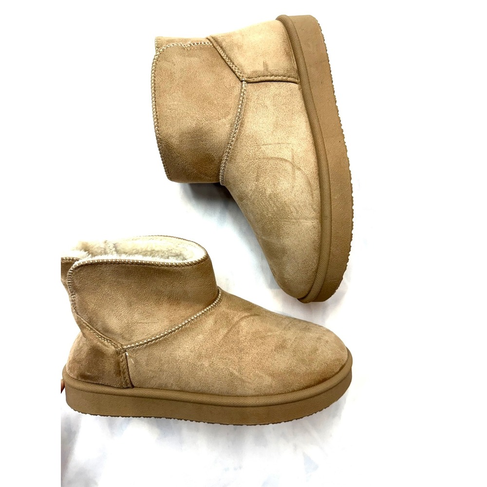 FALLS CREEK New $35 Womens 8 Light Brown Faux Suede Pull On Winter Boots #58